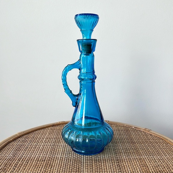 Vintage Other - Vintage Blue Liquor Decanter with Stopper Jim Beam